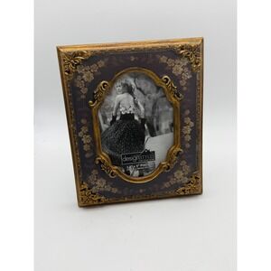 Vintage style Ornate Picture Frame Free Standing Gold Brown Floral 3.5"x5" Photo